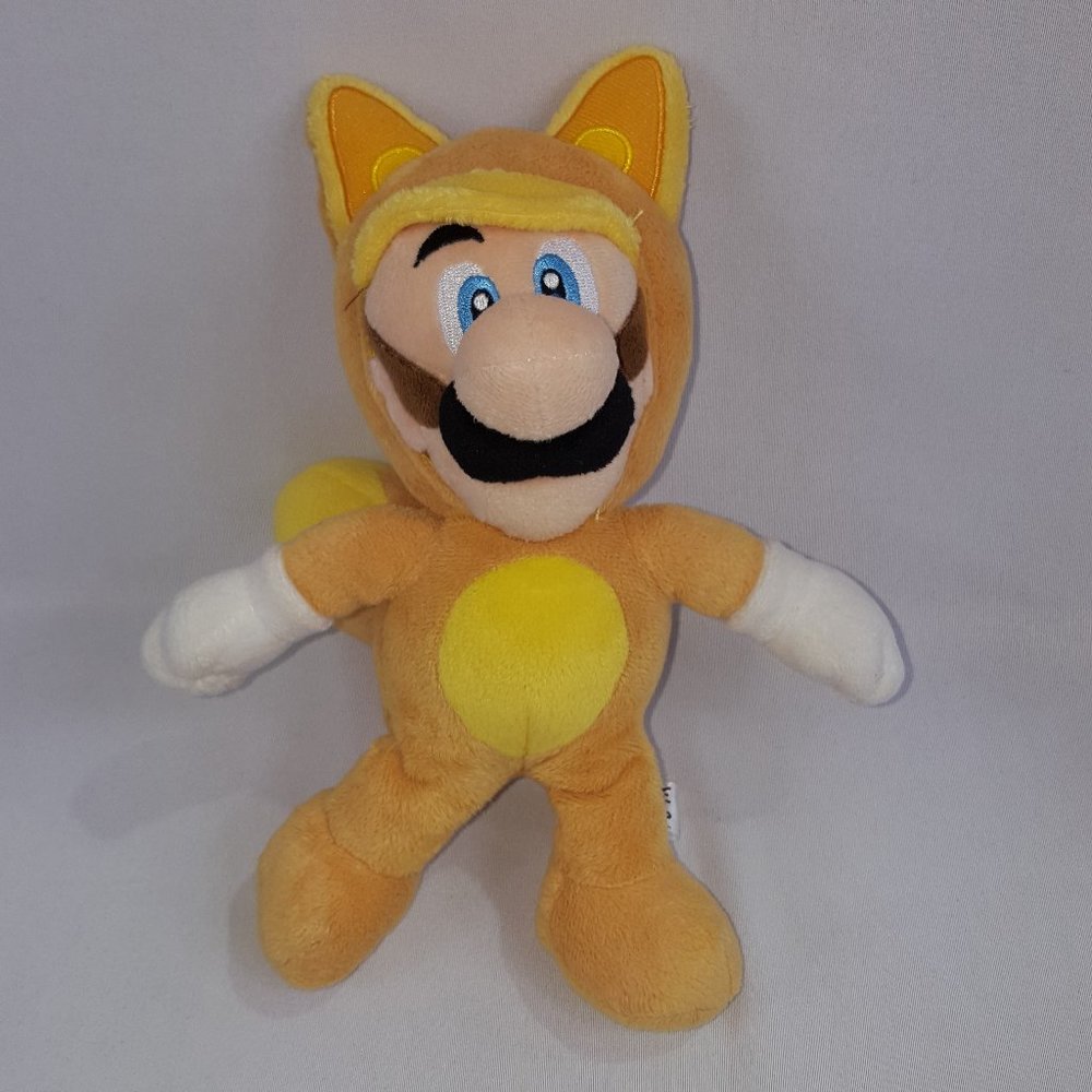 Super Mario 3D Land Plush 9" Kitsune Luigi Racoon Stuffed Beanie Toy by Nintendo